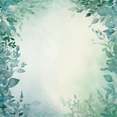 Fototapeta na wymiar watercolor green frame, background with leaves