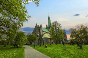 Fototapeta na wymiar The cathedral Nidarosdomen, Trondheim