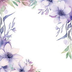 Fototapeta na wymiar watercolor violet frame, background with flowers
