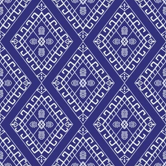 Fotobehang Boho Ikat tribal Indian seamless pattern ethnic aztec fabric carpet mandala ornament native boho motif tribal textile geometric african american oriental traditional vector illustrations embroidery styles.
