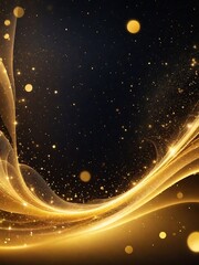 Futuristic digital  golden flowing particles wave and sparkling light abstract background. A Generative AI Digital Illustration.