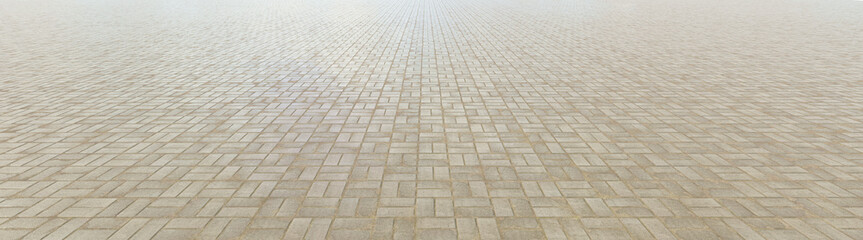 Perspective concrete block pavement. City sidewalk block or the pattern of stone block paving. Empty floor in perspective view - Powered by Adobe