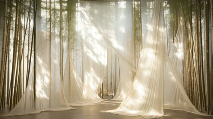 light through with cloth in a bamboo forest