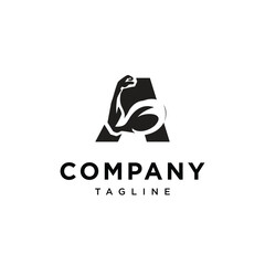 Letter A Bicep or strong arm logo icon vector template.eps