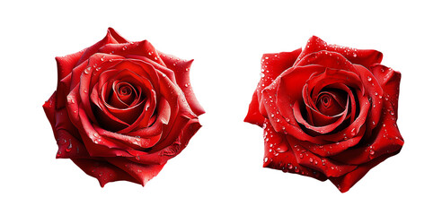 Isolated of red roses bloom with water drops