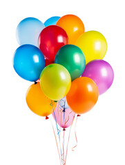 Colorful balloons isolated on transparent background