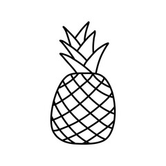 Doodle picture of a pineapple. Hand drawn vector illustration.
