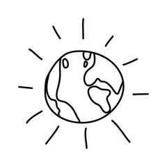 Doodle picture of Earth planet. Hand drawn vector illustration.