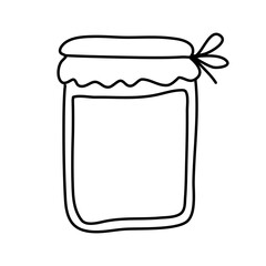 Doodle picture of a jar of jam. Hand drawn vector illustration.