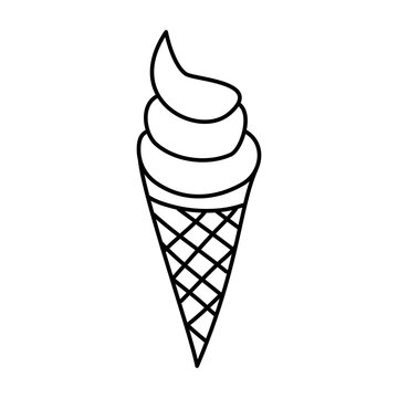 Doodle picture of ice cream. Hand drawn vector illustration.