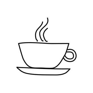 Doodle picture of a cup of coffee or tea. Hand drawn vector illustration.