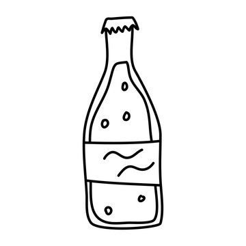 Doodle picture of a soda bottle. Hand drawn vector illustration.