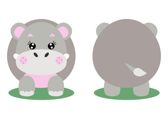 Cute hippo on front and back position