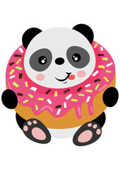 Adorable panda inside a delicious donut
