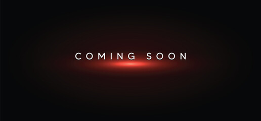 coming soon on dark background with glowing red lights vector - obrazy, fototapety, plakaty