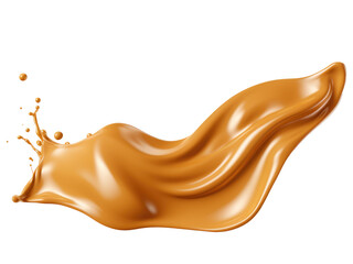 caramel splash isolated on transparent background.