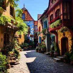 Fototapeta na wymiar Colorful houses in the old town of Heidelberg, Germany