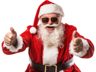 santa claus showing thumbs up  isolated on transparent background