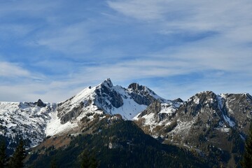 Panorama austriackich Alp w Großarl z widokiem szczytu Heukareck - obrazy, fototapety, plakaty