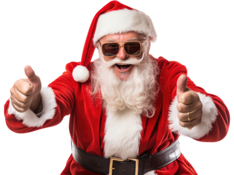 santa claus showing thumbs up  isolated on transparent background