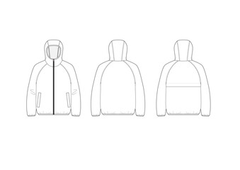 シンプルなウィンドブレーカーパーカーブルゾン　フーディー/ニットテープ仕様/ベンチレーション	