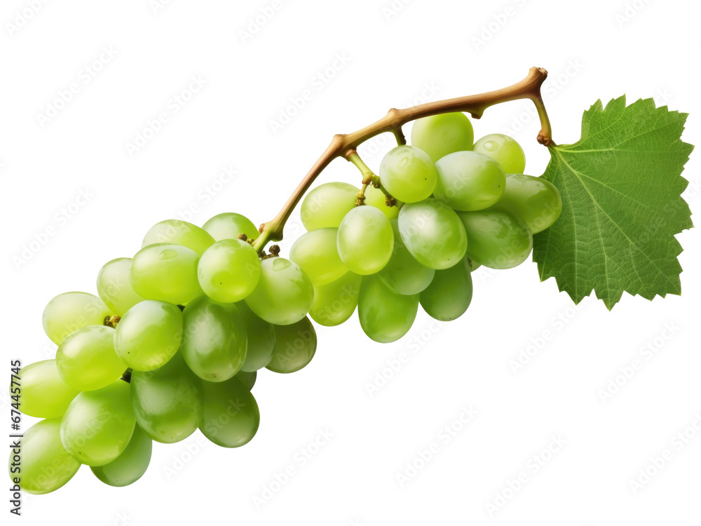 Wall mural bunch of green grapes  isolated on transparent background