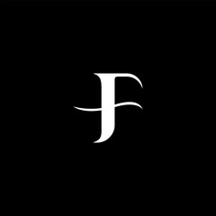 F letter logo monochrome design on black background . F letter design for business logo
