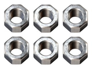 metal nuts isolated on transparent background 
