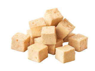  tofu cubes isolated on transparent background 