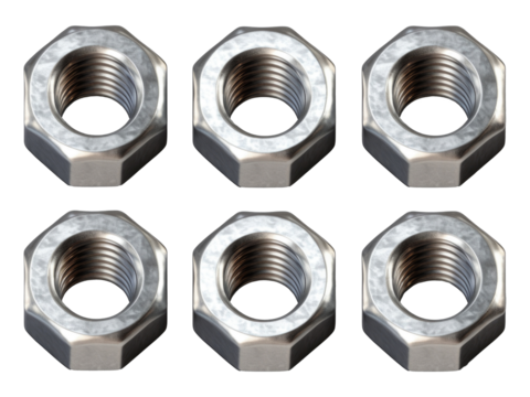 metal nuts isolated on transparent background 