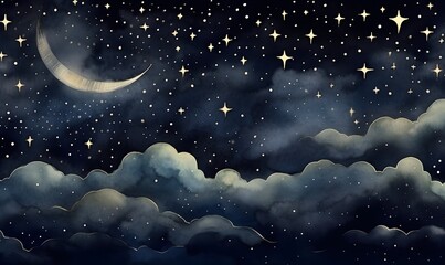 Obraz na płótnie Canvas night sky with stars and clouds,Generative Ai