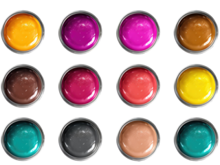 set of colorful paint isolated on transparent background

