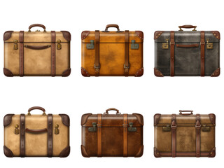 Old suitcases isolated on transparent  background 