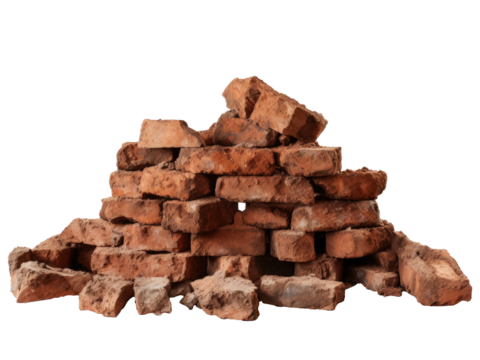 Old bricks isolated on transparent background 