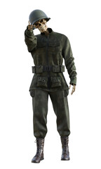 Ghost soldier on transparent background, 3d render