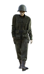 Ghost soldier on transparent background, 3d render