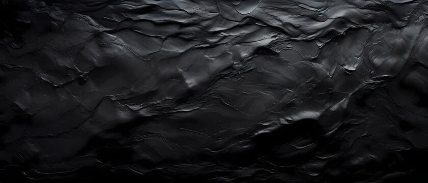 Black oil paint texture background. Abstract black acrylic painting on canvas.
