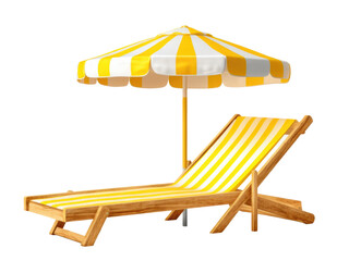 beach chair and umbrella isolated on transparent background