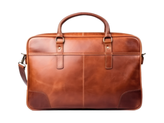 brown leather bag  isolated on transparent background