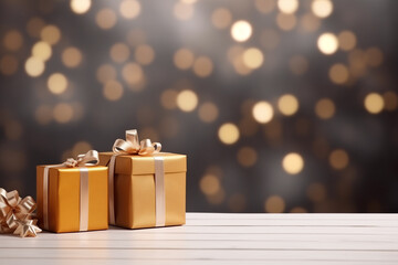 Christmas and New year unperfect gift boxes - blur background