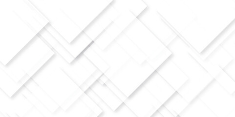 Modern Abstract white background design with layers of textured white transparent material in triangle and squares shapes. White color technology concept geometric line vector background.