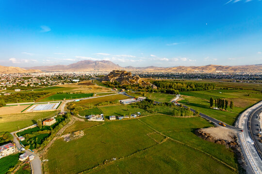 Aerial view of Castle of Van, Van, Turkey.
