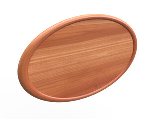 楕円形の木製の看板のフォトリアル3Dイラスト