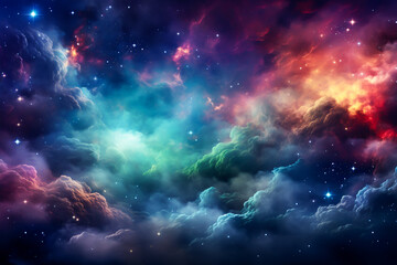 Abstract of sky scenery with colorful nebula.