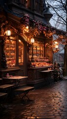 Fototapeta na wymiar Christmas market in the old town of Tallinn, Estonia. Panorama
