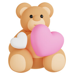 3D Cute Teddy Bear With Love