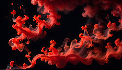 red smoke abstact art isolated black background. ai generative