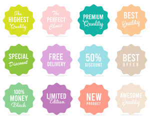 Set of sale badges, tags and labels. Price tags and promotional sale discount.
