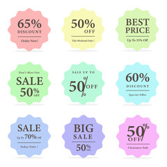 Set of sale badges, tags and labels. Price tags and promotional sale discount.