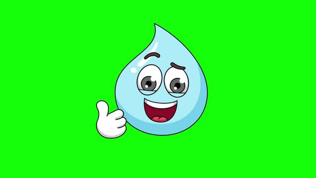Thumbs-up water cartoon loop animation on a green screen

